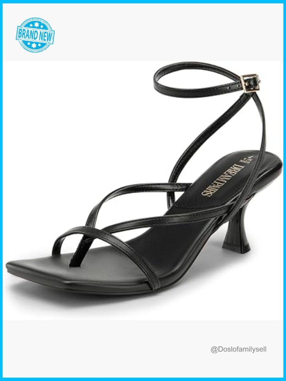 Kitten Heel Strappy Lace Up Sandals Open Square Toe Ankle Strap Pumps Dressy